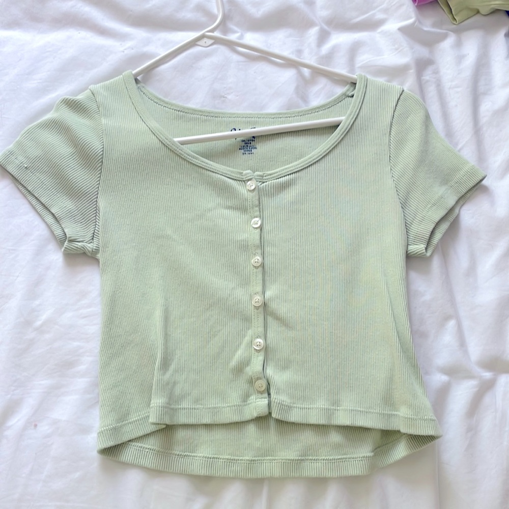 Brandy Melville green button down top